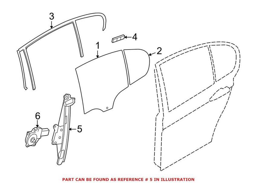 BMW Window Regulator - Rear Passenger Side (w/o Motor) 51357281888